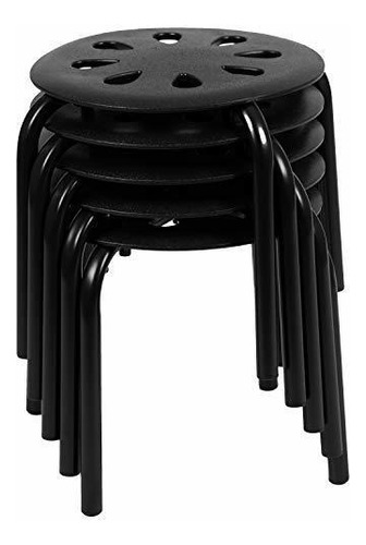 Plastic Nesting Stack Stools  11 5height  Black 5 Pack