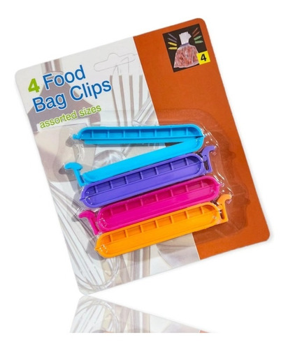 Broches Cierra Bolsa X 4 Clips Paquete Anti Humedad Seco