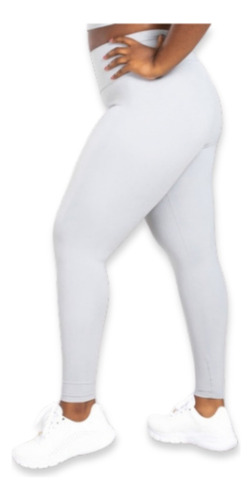 Calça Leg Branca Cós Alto Duplo Suplex Plus Size P Gordinhas