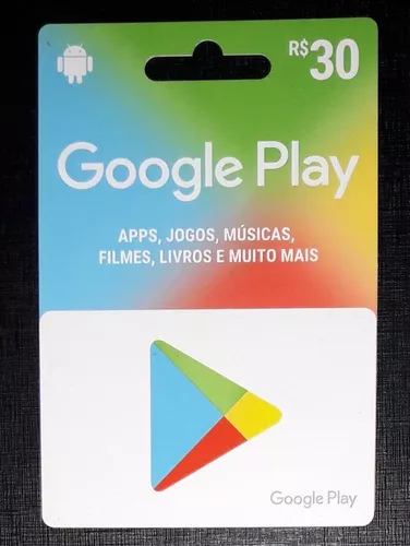 Cartão Google Play Store Gift Card R$30 Cartão Físico