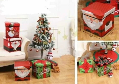 Puff Navideños Organizador, Baul Para Navidad