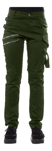 Pantalones Casuales Para Mujer, Cierre Lateral Con Hebil [u]
