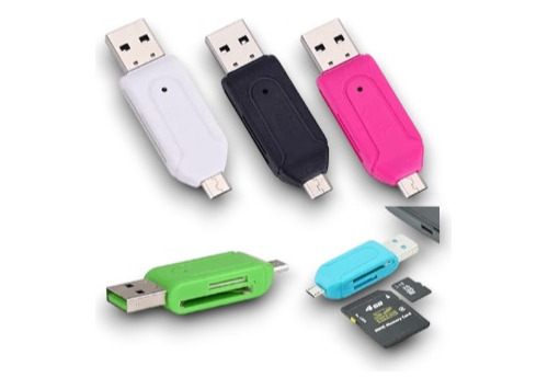 Leitor De Cartão Usb + Otg Micro Usb (v8) Le-5555 It-blue