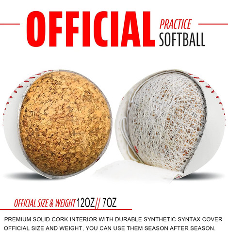 Pack De 6 Pelotas De Softball 12 Pulgadas Para Entrenamiento