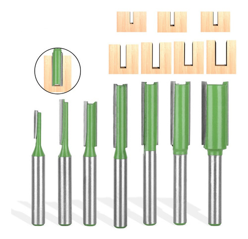 6mm Para Router,set De 7 Fresas Rectas Vastago