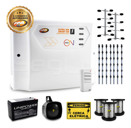 Kit Cerca Elétrica Industrial Big Hastes 60mts Com Bateria