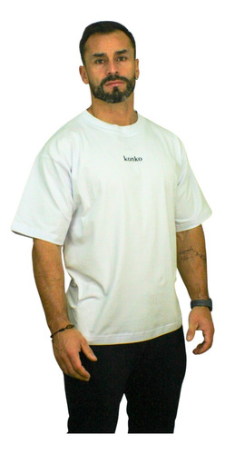 Polera Oversize Manga C Hombre Flex Cotton Blanca Hard Konko
