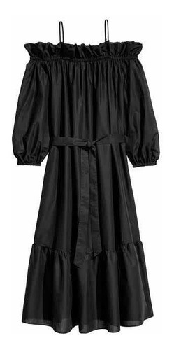 Imagen 1 de 9 de Vestido Largo De Algodón Hombros Descubiertos Talla L Nuevo