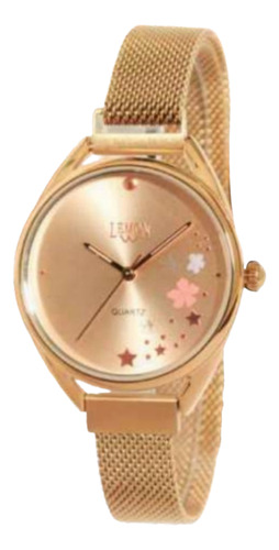 Reloj Mujer Lemon Malla De Metal Dorado Rose Modelo L1569-18