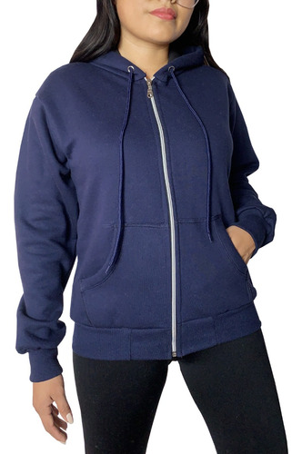 Campera Friza Premium Mujer Abrigada Lisa Con Capucha 