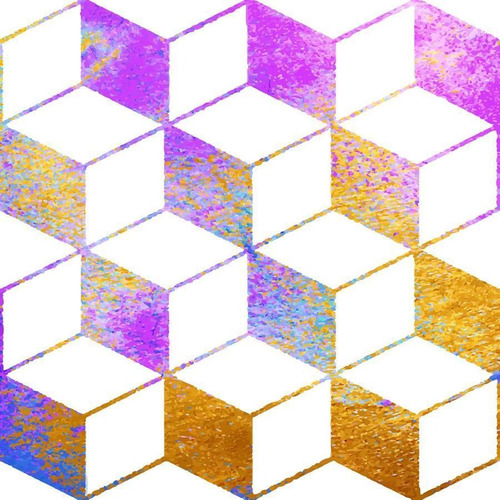 Imagem 2 de 5 de Papel De Parede Adesivo Cubos Psicodélicos N06271 Rolo De 0,