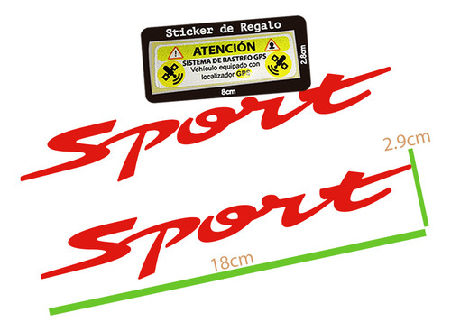 Sticker Calcomania Para Auto Swift Palabra Sport Rojo 2 Pzas