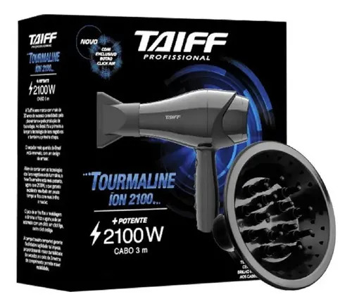 Secador De Cabelo Taiff Tourmaline Ion Cerâmica 2000w Cor Preto Voltagem