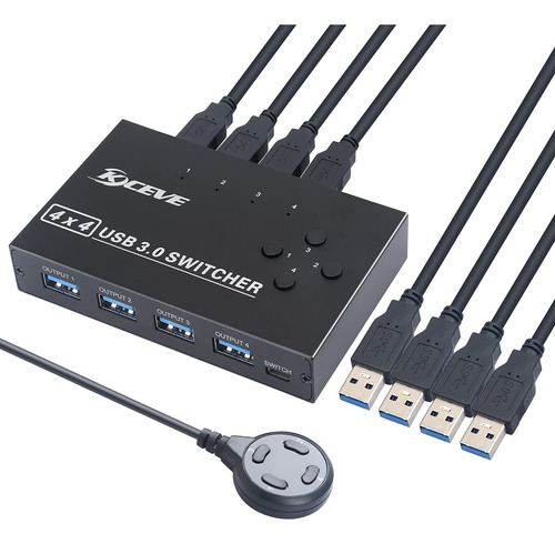 Kceve Interruptor Usb 3.0, Selector De Conmutador Usb 4 Para