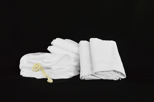 1 Jgo Sabanas 100% Algodón Matrimonial Blanco Alto Diseño De La Tela Liso