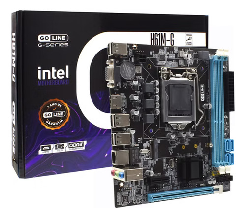 Placa Mãe Para Intel Goline H61m-g Socket Lga1155 Ddr3 Preto Core I7 / I5 / I3 / Máxima 16 Gb
