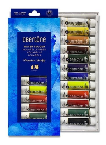 Imagen 1 de 2 de Acuarelas En Tubo Obertone Premium Quality Con 12 Piezas