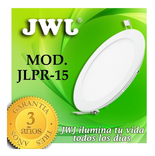 Imagen 2 de 7 de Plafon Led 15w Empotrable Slim Redondo Luz Blanca 50pz Jwj