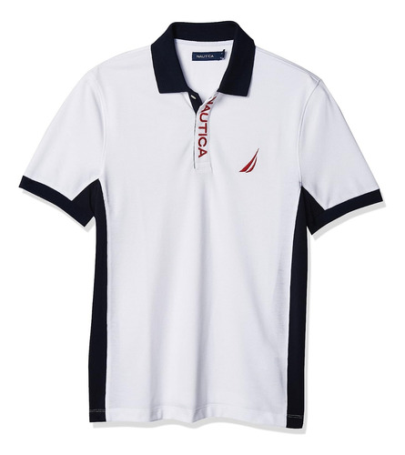 Playera Nautica Polo Bicolor Blanco Logo Nautic Cuell K84800