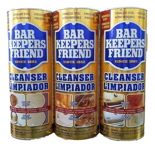 3 Pack Limpiador Bar Keepers Friend En Polvo 595g 