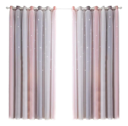 2 Cortinas Opacas Para Niños De 132 X 214 Cm Con Estrellas C