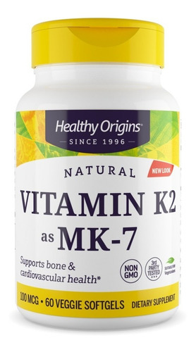 Vitamina K2 Mk7 100 Mcg 180 Softgels Healthy Origins - Eua