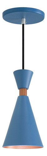 Luminária Pendente Mini Pequim 24cm Quarto Cabeceira Cor Azul Iluminar Ambiente