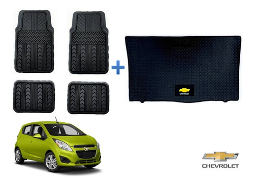 Tapetes Logo Chevrolet + Cajuela Spark 2011 A 2015 Kit 5pz