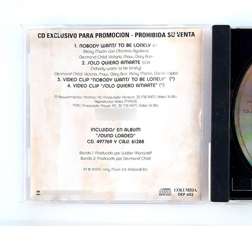 Cd Ricky Martin Single Nobody Want To Be Como Nuevo Oka (Reacondicionado)