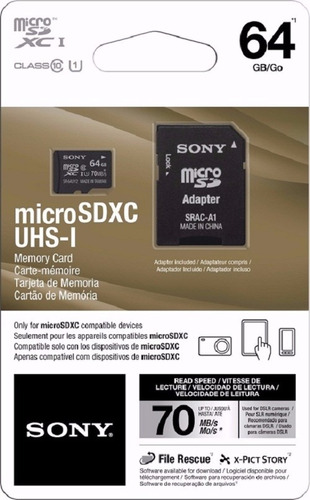 Tarjeta De Memoria Micro Sd 64gb Sony Adaptador Sd, Clase 10