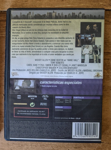 Annie Hall Dvd Película Woody Allen (Usado)