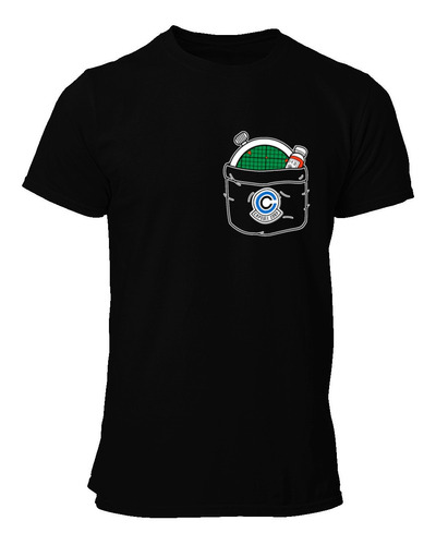 Playera Negra Bolsillo Capsule Corp Radar-capsula