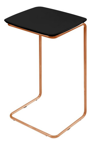 Mesa Ultraflex Lateral Aproximação Sofá Preta Base Cobre Cor Tampo Preto Base Cobre