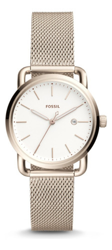Reloj Fossil Mujer Es4349 Oro Rosa Pulso De Malla Color del fondo Blanco