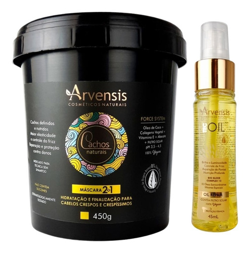 Kit Arvensis Cachos Máscara 2x1 + Finalizador Tec Oil 45ml