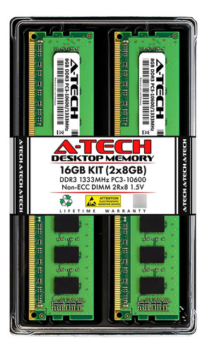 A-tech 16gb (2x8gb) Ddr3 1333mhz Dimm Pc3-10600 2rx8 Dual Ra