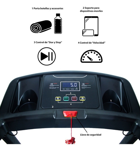 Imagen 3 de 4 de Caminador Eléctrico 1.75 Hp 12 Km Plegable Lo Ideal