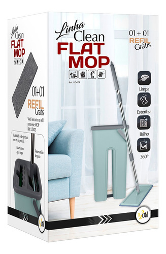 Imagem 1 de 6 de Flat Mop Com 1 Refil Gratis 123 Util Para Limpeza