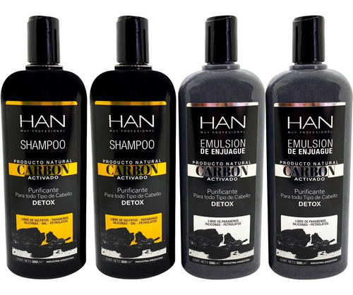 Kit Han Carbon Detox -2 Shampoo + 2 Acondicionador  X 500 Ml