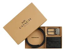 Comprar Cinturón + Tarjetero Coach Billetera Plegable De Lujo Hombre Gris + Negro Cinturon Para Traje, Cinturones Casuales, Cinturon Elegante, Cinturones Para Vestir, Hasta T 40