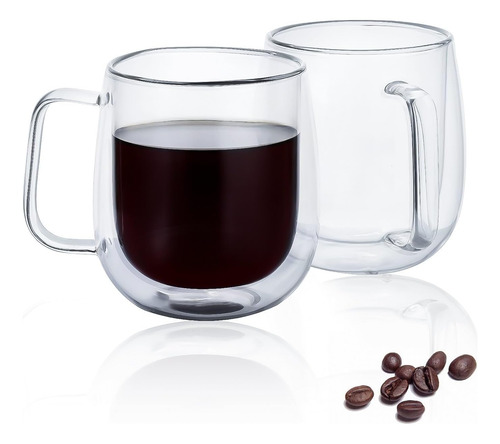Etermeta - Juego De 2 Tazas De Café De Cristal Con Aislamien