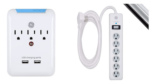 Ge Surge Protector Bundle Extensor Estacion Carga 3 + 2 Usb