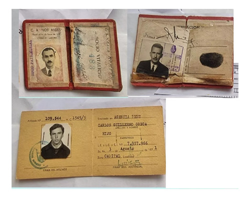 Documento Carnet Antiguo Fotos Hombres Precio  Cada Uno