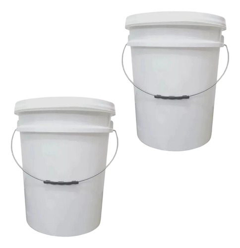 Kit 2 Baldes 20 Litros Com Tampa E Lacre - Branco