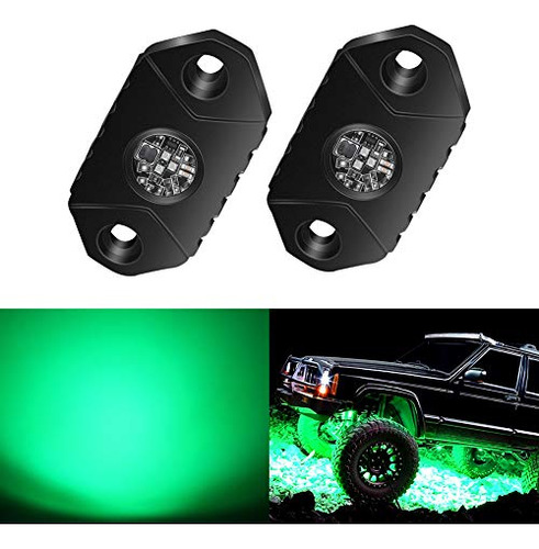4wdking Green Led Rock Lights, 2 Pods Ip68 Waterproof Underb