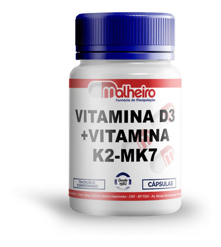 Vitamina D3 5.000 Ui + Vitamina K2 Mk7 120mcg 120 Cápsulas
