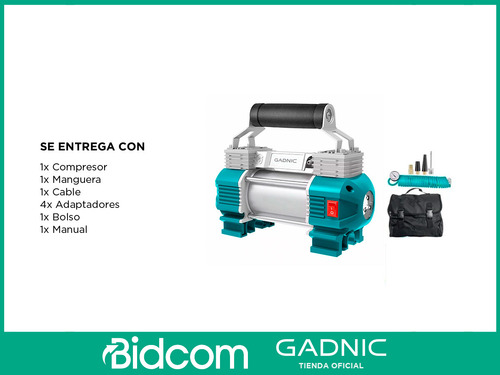 Compresor De Aire Apto Para Autos Gadnic Portátil Luz Led