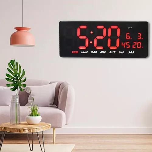 Reloj Digital De Pared O Sobremesa Eléctrico Con Alarma Rojo