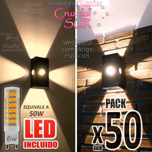 Aplique Pared Interior Efecto 4 Rayos Cruz Luces Fx Pack X50 Iluminacion Decoracion Superbrillante Living Comedor Deco