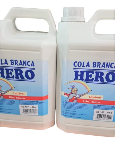 Cola Branca Lavável Galão 5 Kilos Marca Hero Atoxica Escolar